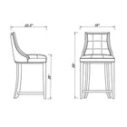 Manhattan Comfort Fifth Avenue 19" Traditional Faux Leather Upholstered Counter Stool - Light Grey - 3 Pack-Upholstered in Faux Leather with Foam Padding