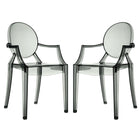 Modway Casper Dining Armchairs - Smoke - 2 Pack-For Outdoor/Indoor Use