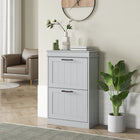 HOMCOM Narrow Shoe Cabinet with Flip Drawers & Adjustable Shelf for Entryway - Grey-2-level adjustable inner shelves are removable to store various of shoes