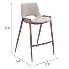 Zuo Desi Counter Stool - Beige/Walnut - Set of 2-7