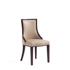 Manhattan Comfort - Lot de 2 chaises de salle à manger traditionnelles Grand 18,5 po en similicuir et velours, coloris beige-Base standard à 4 pieds