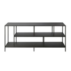 Hudson&Canal Winthrop TV Stand with Metal Shelves for TV's up to 60" - Blackened Bronze-A modern contemporary design accommodates TVs up to 60" for your entertaining space