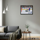 Connor Mcdavid Oilers 50th Goal - Framed Canvas - 31" x 22"-Ready to hang - arrives fully assembled