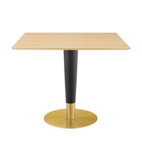 Modway Zinque 36" Square Dining Table - Gold Natural-Modern Dining Table