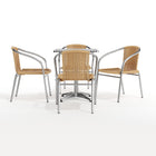 Flash Furniture – Table carrée de 23,5 po en aluminium/4 chaises en rotin beige, intérieur/extérieur TLH-ALUM-24SQ-020BGECHR4-GG-Assemblage nécessaire