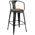 Modway Promenade Bar Stool - Black - Set of 2-Laminated Bamboo Seat