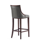Manhattan Comfort Fifth Avenue 19" Traditional Faux Leather Upholstered Bar Stool - Pebble Grey - 2 Pack-Delivered to you Fully Assembled! No Assembly Required
