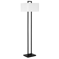 Hudson&Canal - Lampadaire Adair de 172 cm de haut avec abat-jour en tissu - Bronze noirci/blanc-Design moderne et contemporain pour votre salon, bureau, chambre ou coin lecture