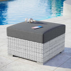 Modway Convene Outdoor Patio Ottoman - Light Grey/Charcoal-Powder-Coated Aluminum Frame