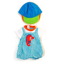 Miniland Doll Clothes - Fits 12-5/8" Dolls - Warm Weather Jumper/Cap Set-Perfect for teaching children how to dress for different climates