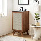 Modway Soma 18" Bathroom Vanity - Walnut/White-Metal Doorknob
