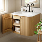 Modway - Zia Support mural de 24" Meuble de salle de bain avec lavabo en marbre - Naturel-Charnières à fermeture douce