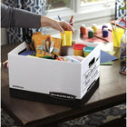 Bankers Box R-Kive Heavy-Duty Letter/Legal Storage Box - White/Black - 12 Pack-Reinforced tear-resistant hand holes make box comfortable to carry