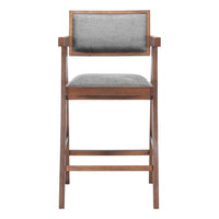 Zuo Delhi Counter Stool - Grey/Walnut - Set of 2-Cozy polyester linen fabric
