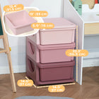 Qaba - Organisateur de rangement pour jouets pour enfants avec 3 bacs en plastique - rose-Compact pour un ajustement facile, et spacieux à l'intérieur des tiroirs de 4,2 gallons (16 L)  

