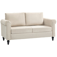 HOMCOM Loveseat Sofa with Curved Armrests - Beige-Corduroy-feel fabric offers a luxuriously soft and comfortable texture