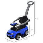 Aosom - voiture à pousser et à glisser 2 en 1 pour enfant - bleu-Avec des boutons pour le klaxon, la musique et la lumière sur le volant pour plus de plaisir (les piles ne sont pas incluses) 