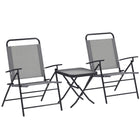 Outsunny Folding Bistro Set with Adjustable Backs - Grey-Folding bistro set includes a square table and two armchairs 