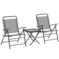 Outsunny Folding Bistro Set with Adjustable Backs - Grey-Folding bistro set includes a square table and two armchairs 