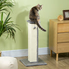 PawHut 32" Cat Scratching Post with Sisal Teasing Ball - Grey-Covered in soft plush, your cats will love this feline-friendly touch 