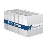 Davis Group Premium Economy Binder - D Ring - 3" - White - 6 Pack-3 Ring Binder