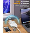 Huntkey Detachable Surge Protector Power Strip with 6 Outlets and 4 USB Ports - White - 2 Pack-Ingeniously designed with extra space between the AC outlets to accommodate bulky power adapters and large plugs without blocking adjacent sockets.
