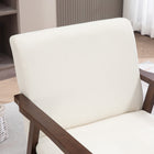 HOMCOM Modern Accent Chair with Cushioned Seat - Wood Legs for Bedroom - Cream White-Overall Dimension: 26" W x 26.8" D x 30.3" H (66 x 68 x 77 cm)
