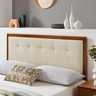 Modway - Draper Touffe Tissu et bois Tête de lit Queen, Noyer beige-Options de cadre de lit interchangeables