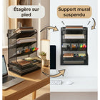 ShoppingAll - Organisateur de bureau Mesh avec 9 compartiments-Tiroir coulissant pour trombones, épingles et cartes, tout reste visible