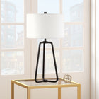 Hudson&Canal - Lampe de table Marduk de 65 cm de haut avec abat-jour en tissu - Bronze noirci/blanc-Une finition en bronze noirci fabriquée à la main est appliquée sur la base en métal fantaisie