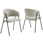 Modway Nella Upholstered Heathered Chenille Dining Chairs - Taupe/Black - 2 Pack-Set of 2 Accent Dining Chairs