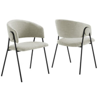 Modway Nella Upholstered Heathered Chenille Dining Chairs - Taupe/Black - 2 Pack-Set of 2 Accent Dining Chairs