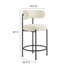 Modway Albie Boucle Fabric Counter Stools - Ivory/Black - 2 Pack-Dense Foam Padding