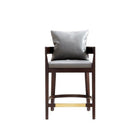 Manhattan Comfort - Tabouret de comptoir ritz 22" style milieu du siècle moderne, revêtement en similicuir gris et noyer foncé-Tabouret de comptoir moderne du milieu du siècle avec dossier parfait pour une utilisation au bar et dans la cuisine