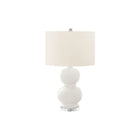 Monarch Specialties 25" H Contemporary Table Lamp - Cream Ceramic / Ivory / Cream Shade-A contemporary, trendy and stylish 25"H cream ceramic table lamp in a double gourd shape on top of a thick, acrylic crystal-like base and topped with a chic drum ivory shade
