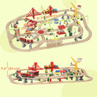 Qaba Kids Wooden Train Set - Multicoloured - Set of 133-Crafted from beech wood, making safe and robust generational play 