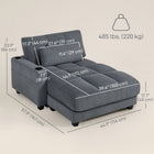 HOMCOM 58" Oversized Upholstered Chaise Lounge Sofa Bed - Dark Grey-Features dual armrest cup holders for uninterrupted gaming or movie sessions