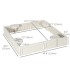 Outsunny - Bac à sable carré d'extérieur pour enfants avec auvent et revêtement en tissu - 123 x 123 cm - Blanc crème-Fabriqué en HDPE robuste, il ne se fissurera pas et ne se décolorera pas après une utilisation à long terme 