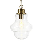 Hudson&Canal - Suspension Annie de 23,1 cm de large avec abat-jour en verre - Laiton/Transparent-Conçu pour une ampoule à incandescence de 60 W - ampoule LED de 9 W, ampoule fluorescente (CFL) de 13 W ou ampoule LED à ballast automatique de 9 W, ampoule à culot E26, ampoule non incluse