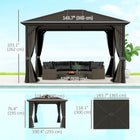 Outsunny Deluxe Hardtop Gazebo with Curtains and Netting - 10' x 12' - Grey-Fully enclosed zipped netting and curtain keep mosquito away and add more privacy 