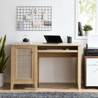 Modway Soma 47" Office Desk - Oak-Natural Rattan Weave