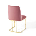 Modway - Amplify Base de traîneau Performance Velvet Chaises de salle à manger Ensemble de 2 - Rose Poussiéreuse d’Or-Capacité de poids de la chaise : 331 lb.