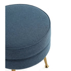 Manhattan Comfort Bailey 18.11" Mid-Century Modern Polyester Blend Upholstered Ottoman - Blue with Gold Legs - 2 Pack-Leg Height Measures: 8.66 in