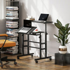 HOMCOM 27.6" Stand Up Desk with Tilting Desktop - Black-The front desktop provides a stable area for mouse use