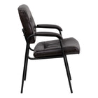 Flash Furniture Leather Executive Side Reception Chair with Black Metal Frame - Brown-Brown LeatherSoft Upholstery