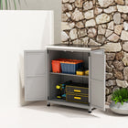 Outsunny - armoire de rangement de jardin avec plateau de table en métal et étagère, gris-Bois massif verni avec embouts de pieds résistant à la corrosion
