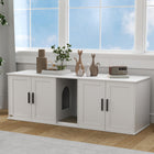 PawHut Cat Litter Box Enclosure Furniture with Scratching Mat-A removable scratching mat for them active 