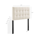 Modway Lily Stain-Resistant Performance Velvet Twin Size Headboard - Alabaster-Twin Size Headboard