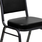 Flash Furniture – Chaise à dossier en couronne empilable Hercules, siège en vinyle noir de 2,5 po, cadre argenté nervuré, p/4-Conception à dossier couronne