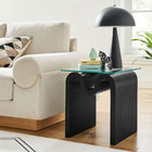 Modway Ondine Glass Top Side Table - Black-Tempered Glass Top